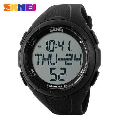 Large Dial Pedometer 3D Mens Digital Watches With LCD Digital Movement