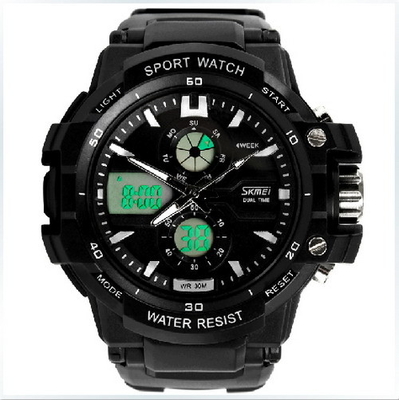 Multifunctional Analog Digital Wrist Watch With Dual Time Zone