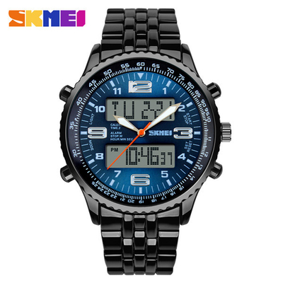 Black LCD Metal Strap Watch